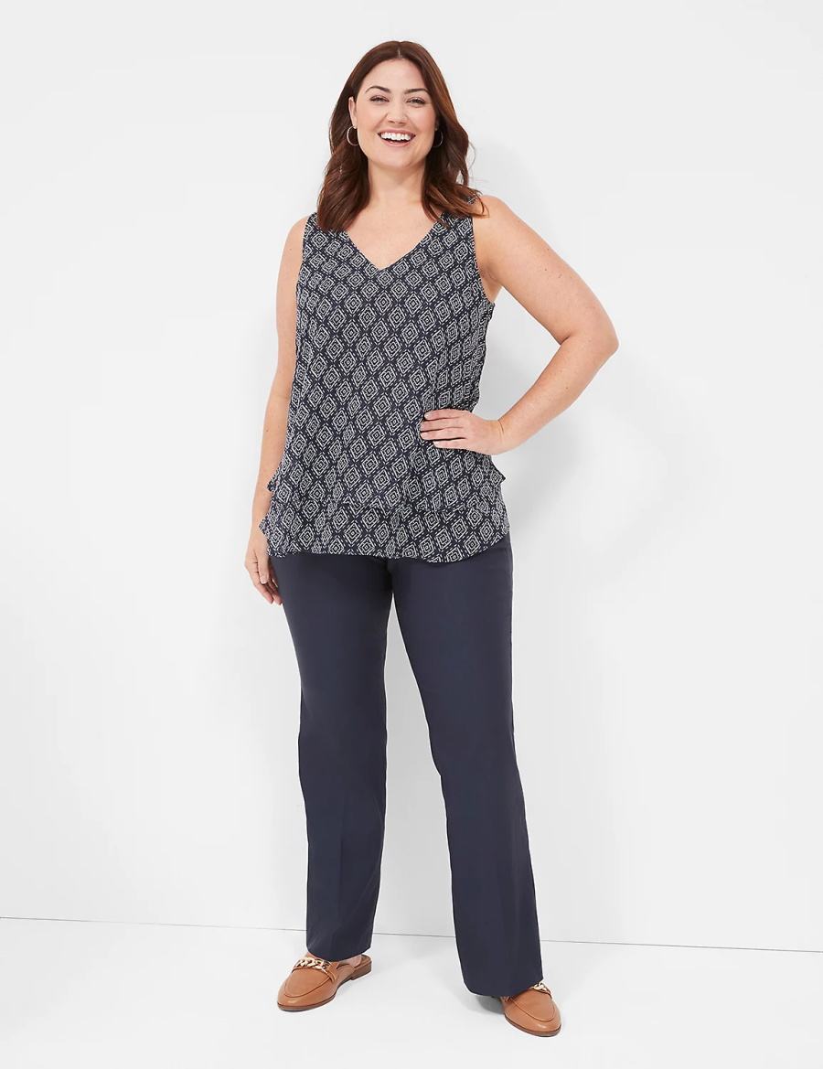 Lane Bryant Swing Double-Layer Chiffon Women Tank Top Navy | YCS3249AH