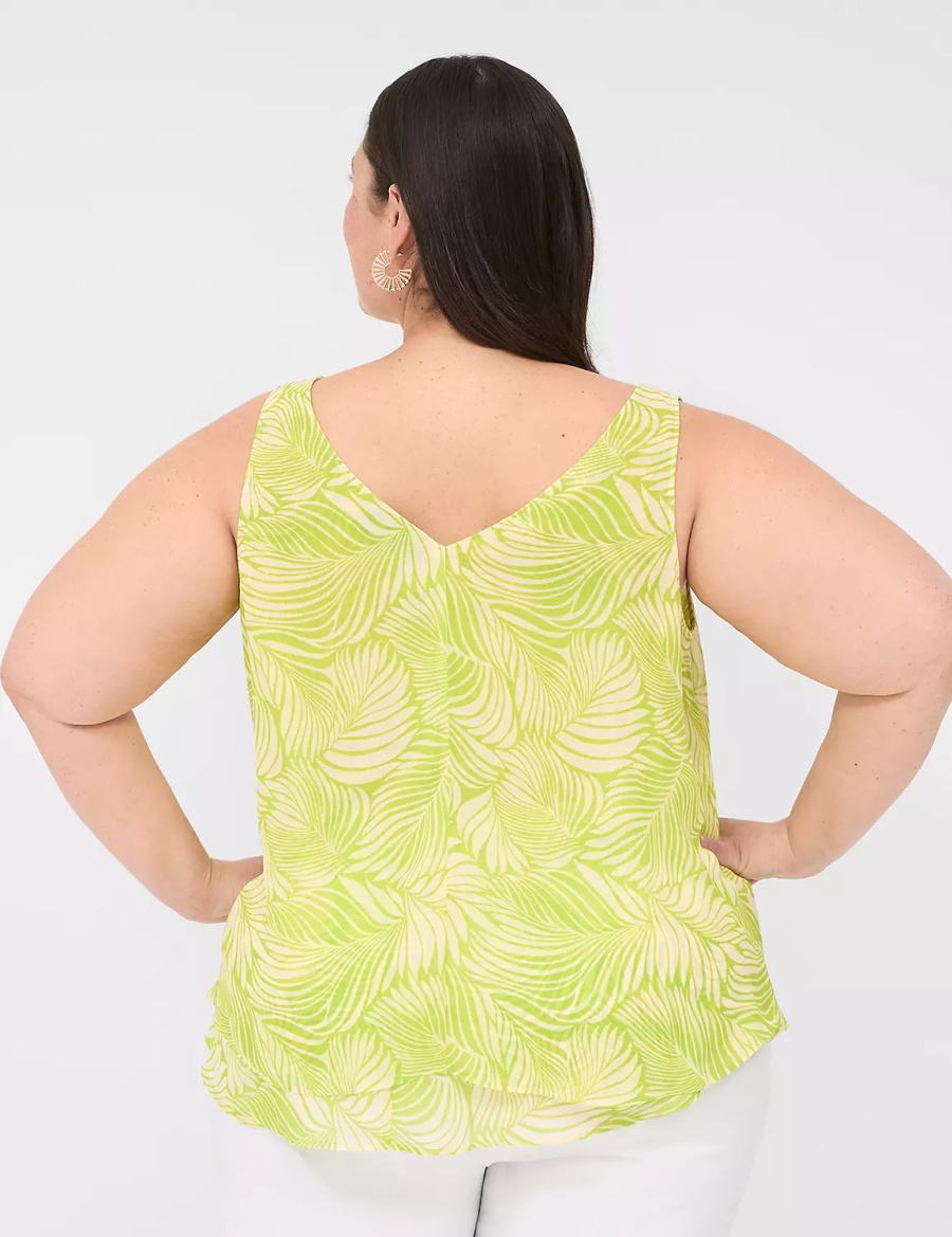 Lane Bryant Swing Double-Layer Chiffon Women Tank Top Light Green | BDZ562BL