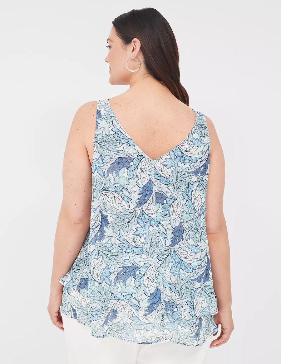 Lane Bryant Swing Double-Layer Chiffon Women Tank Top Blue | HDW7254DX