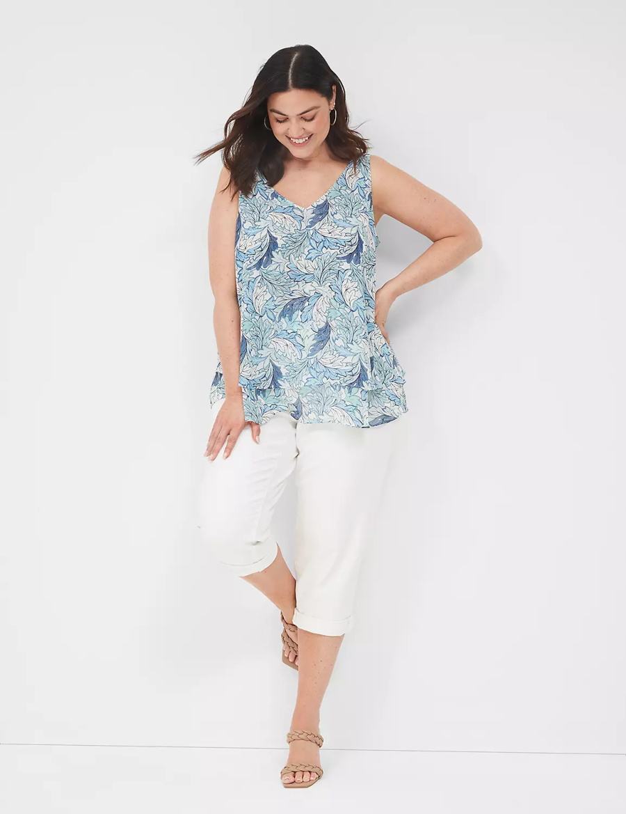 Lane Bryant Swing Double-Layer Chiffon Women Tank Top Blue | HDW7254DX