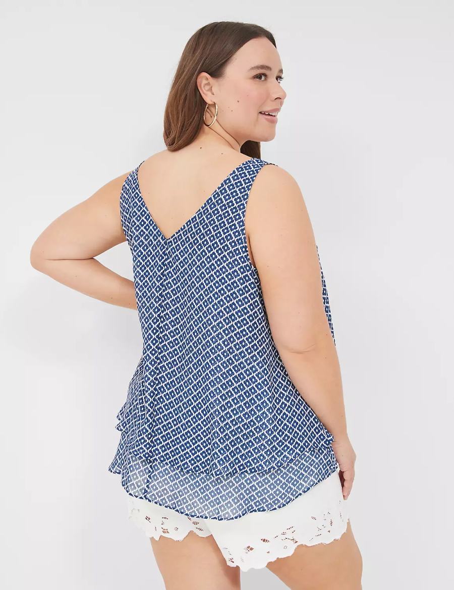 Lane Bryant Swing Double-Layer Chiffon Women Tank Top Blue | VIN64LU