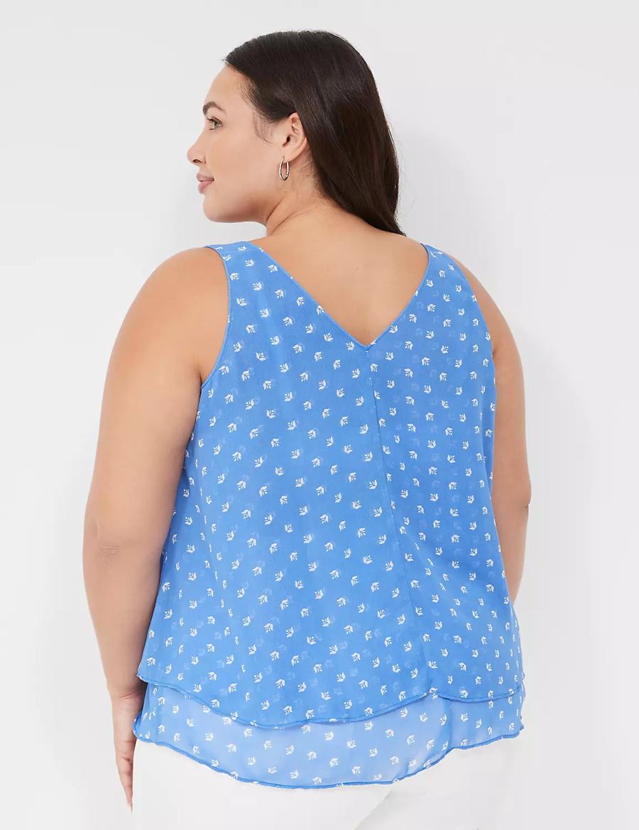 Lane Bryant Swing Double-Layer Chiffon Women Tank Top Blue | GZL5217CB