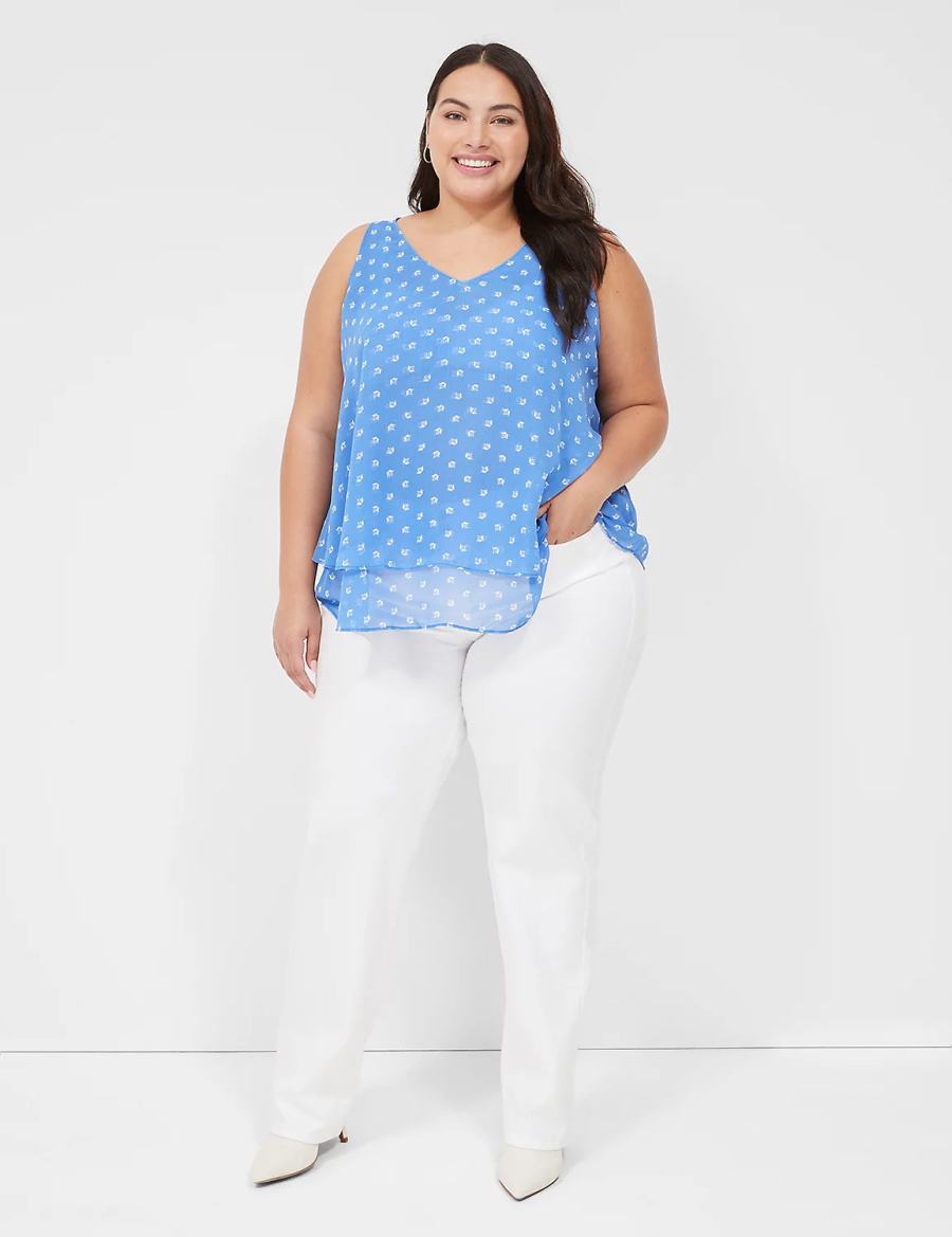 Lane Bryant Swing Double-Layer Chiffon Women Tank Top Blue | GZL5217CB