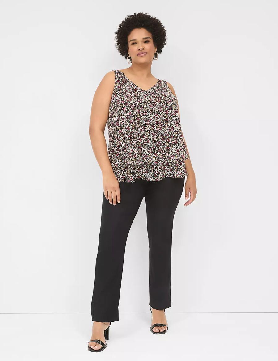 Lane Bryant Swing Double-Layer Chiffon Women Tank Top Black Multicolor | MTZ977YQ