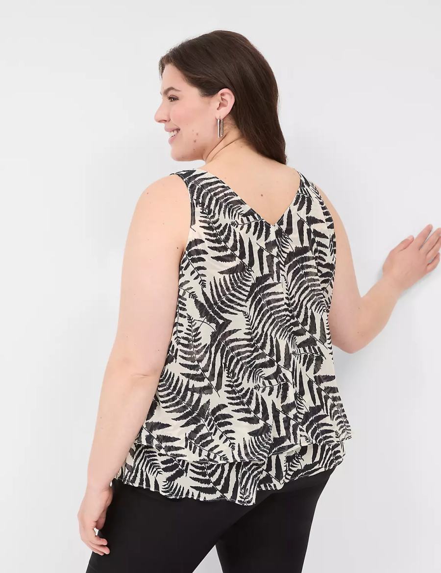 Lane Bryant Swing Double-Layer Chiffon Women Tank Top Black | QHW8712UD