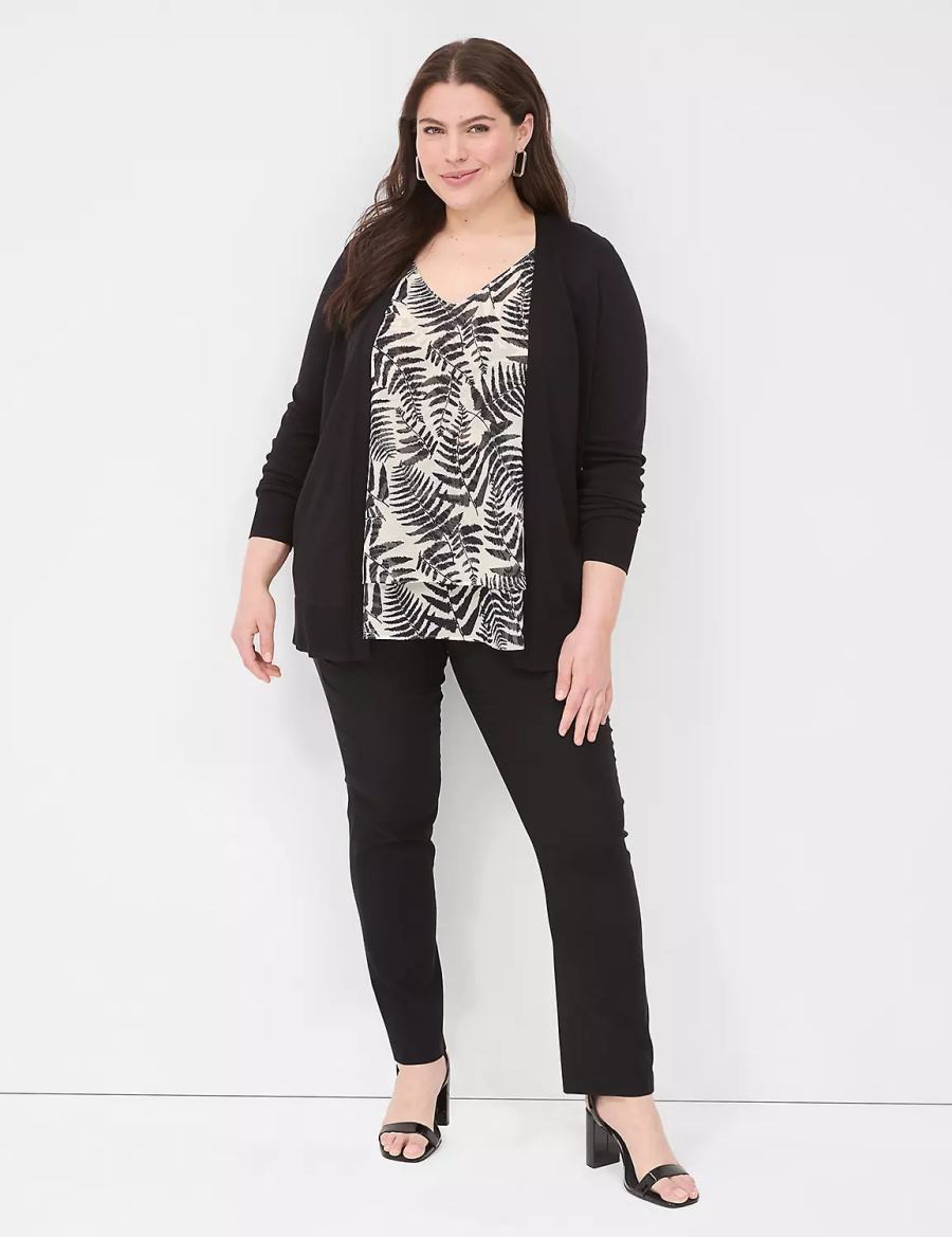 Lane Bryant Swing Double-Layer Chiffon Women Tank Top Black | QHW8712UD