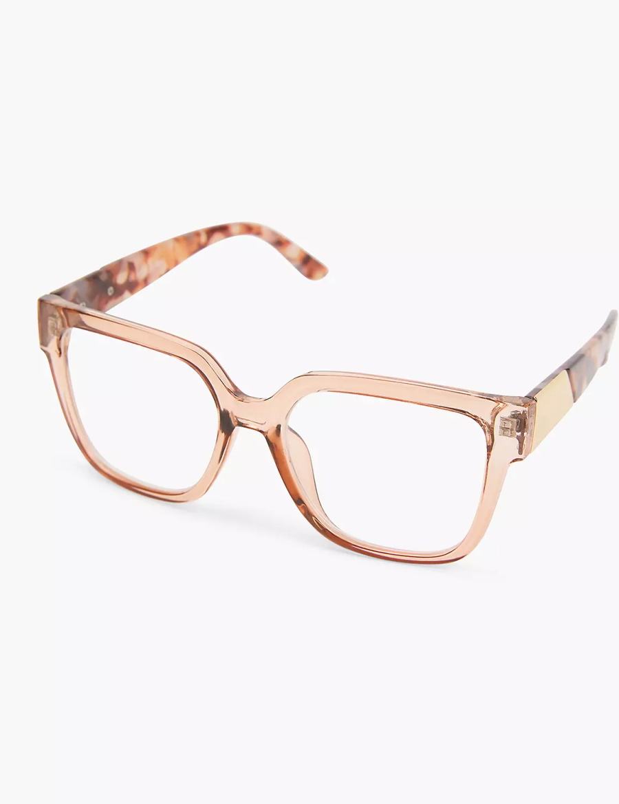 Lane Bryant Tan Crystal & Tortoiseshell Print Cateye Reading Women Glasses Beige | BQZ827TS