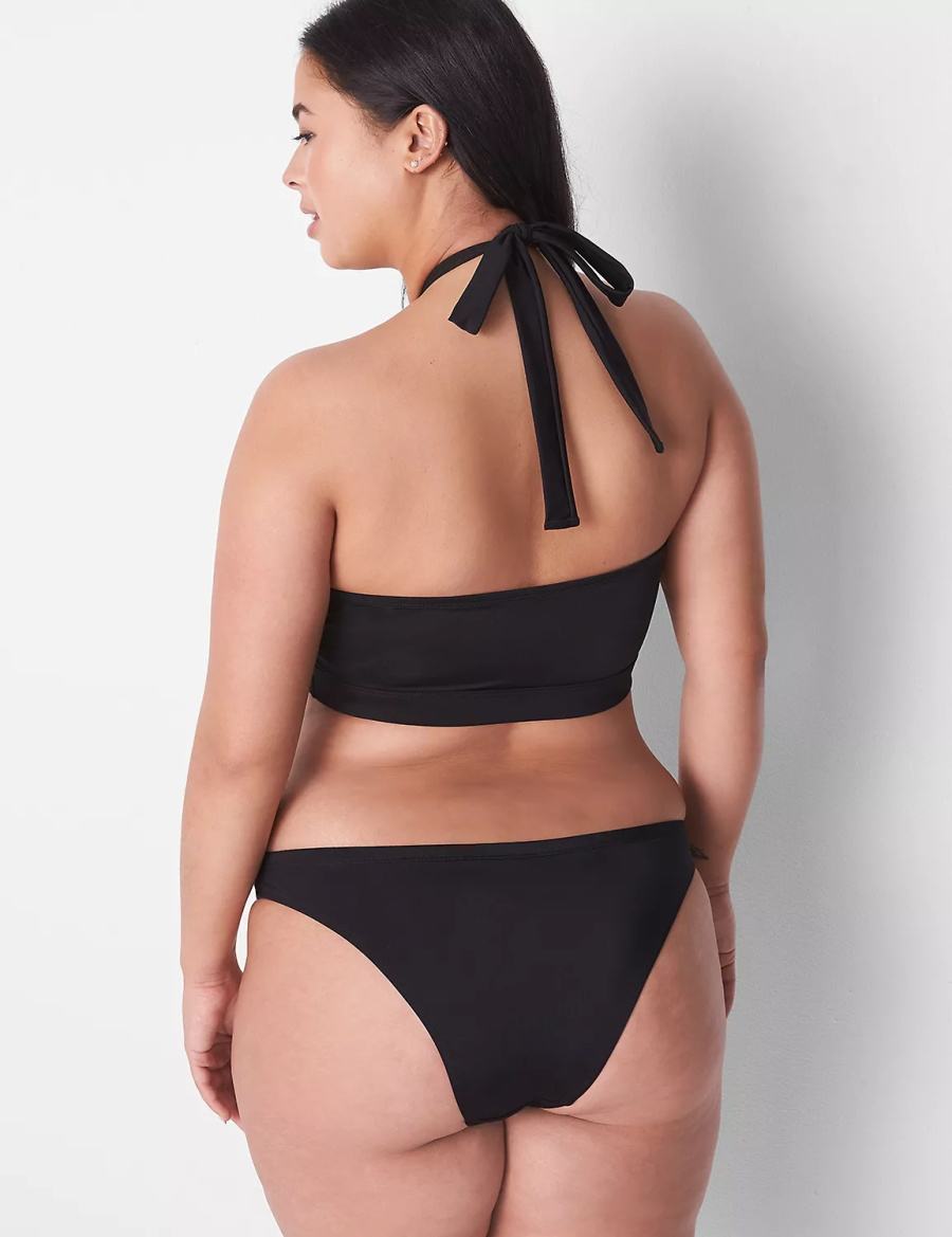 Lane Bryant Tanga Swim Women Briefs Black | FZK6519XW