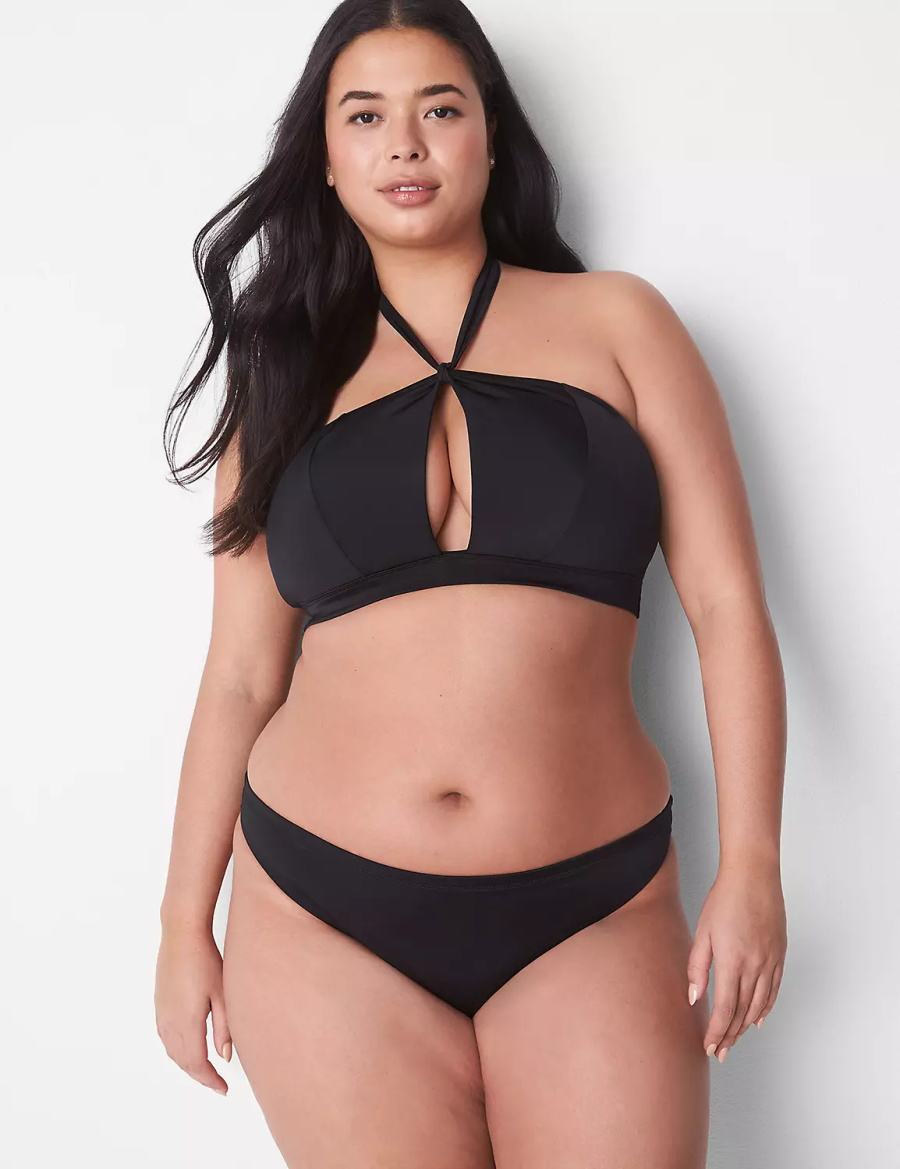 Lane Bryant Tanga Swim Women Briefs Black | FZK6519XW