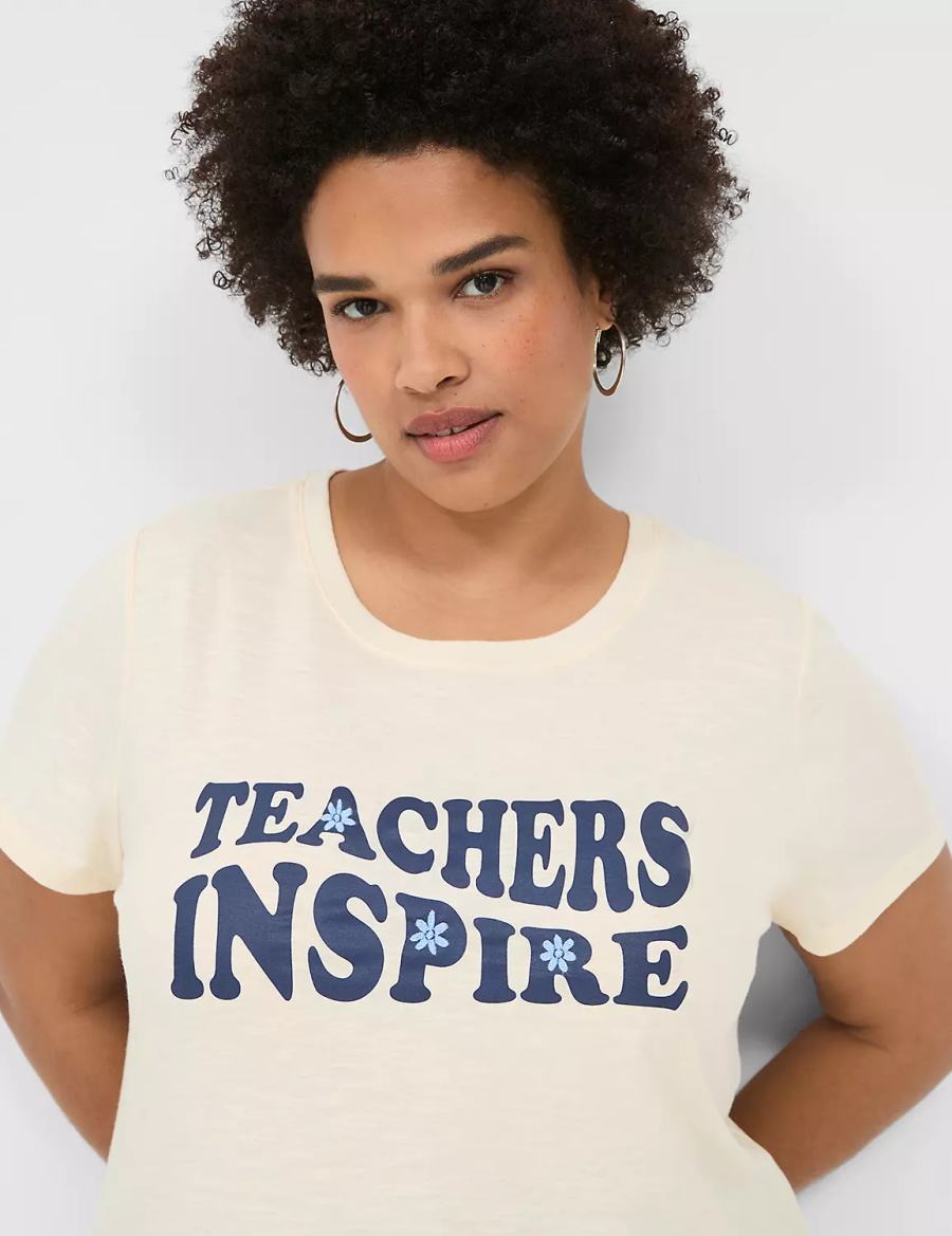 Lane Bryant Teachers Inspire Graphic Tee Women T Shirts White | PSD6850WE