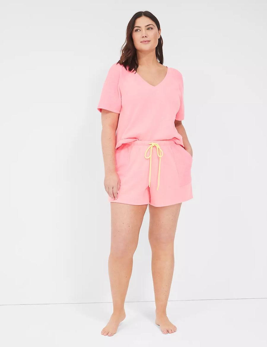 Lane Bryant Terry Fleece Boyfriend Women Shorts Pink | QDM3791PN