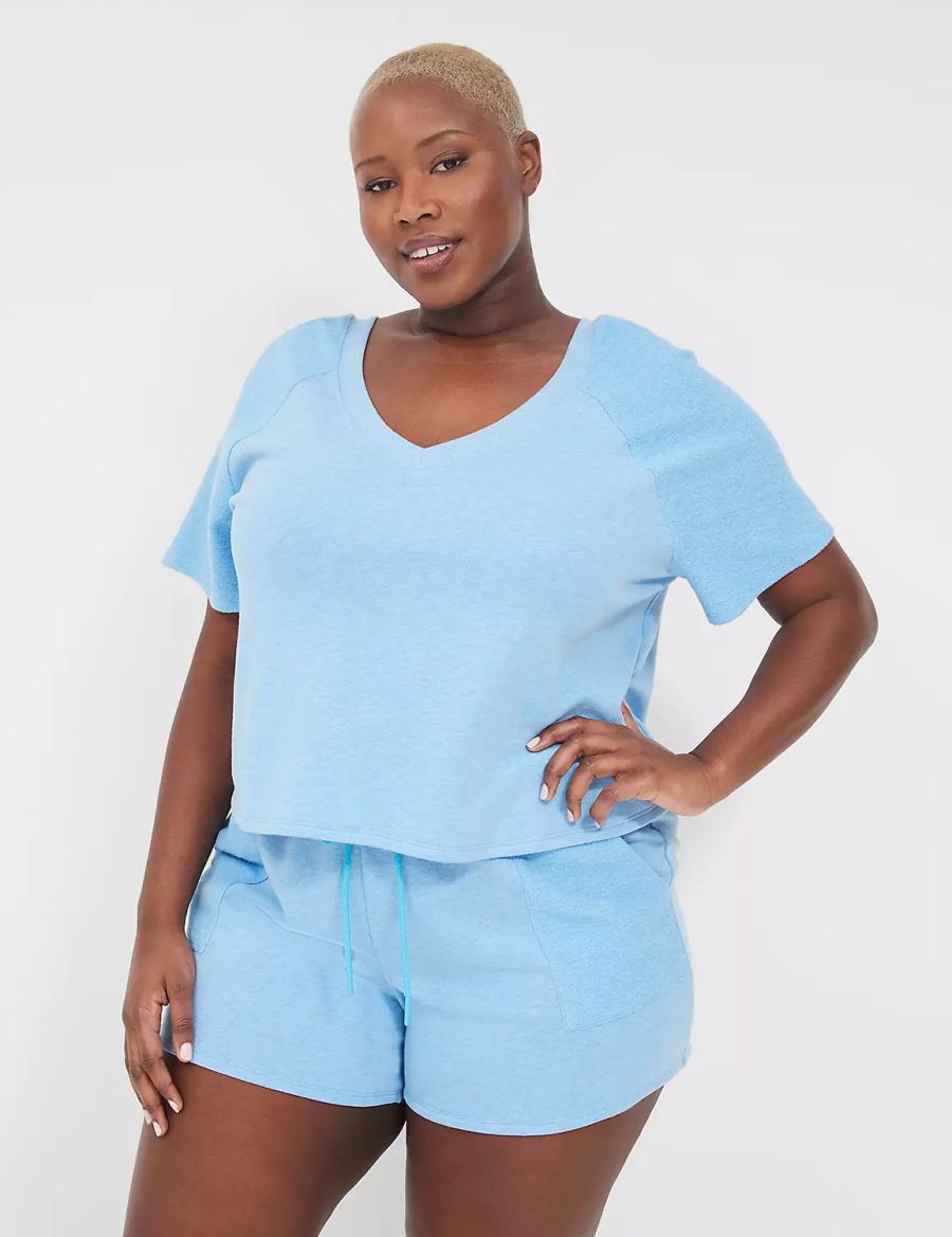 Lane Bryant Terry Fleece Tee Women T Shirts Blue | VGM4561IL