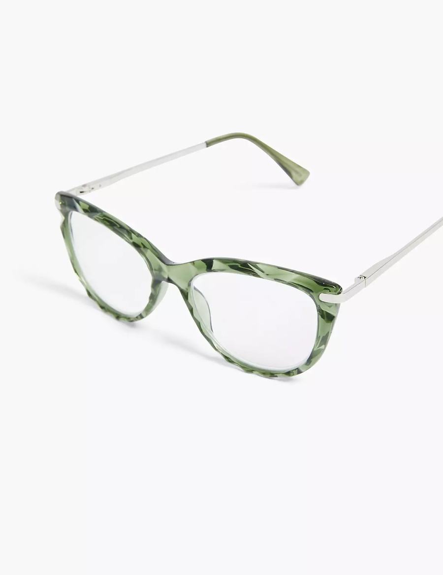 Lane Bryant Textured Cateye Reader Women Glasses Green | KGR5754WE