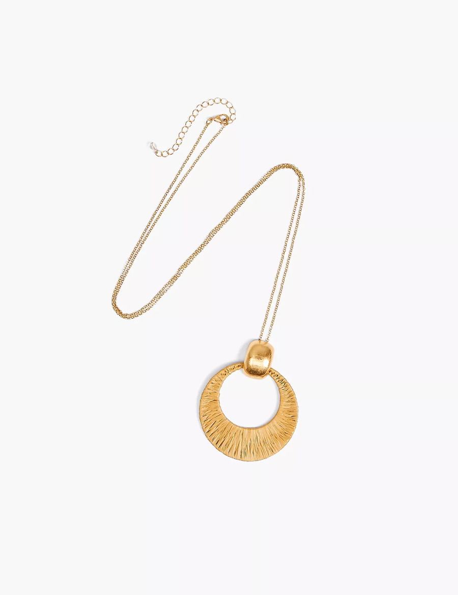 Lane Bryant Textured Circle Women Pendant Necklace Gold | TSE4319KQ