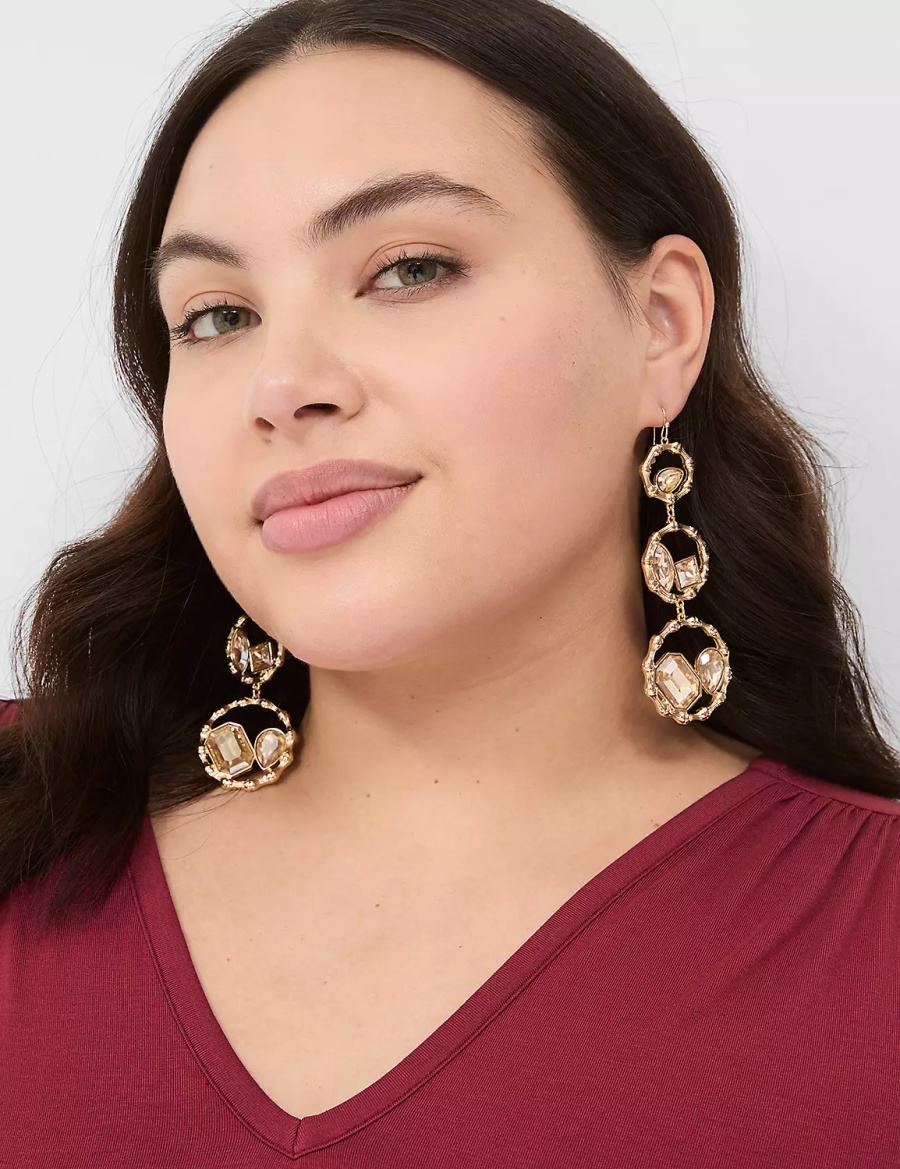 Lane Bryant Textured Imitation Stone Drop Women Earrings Gold | PCF199AV