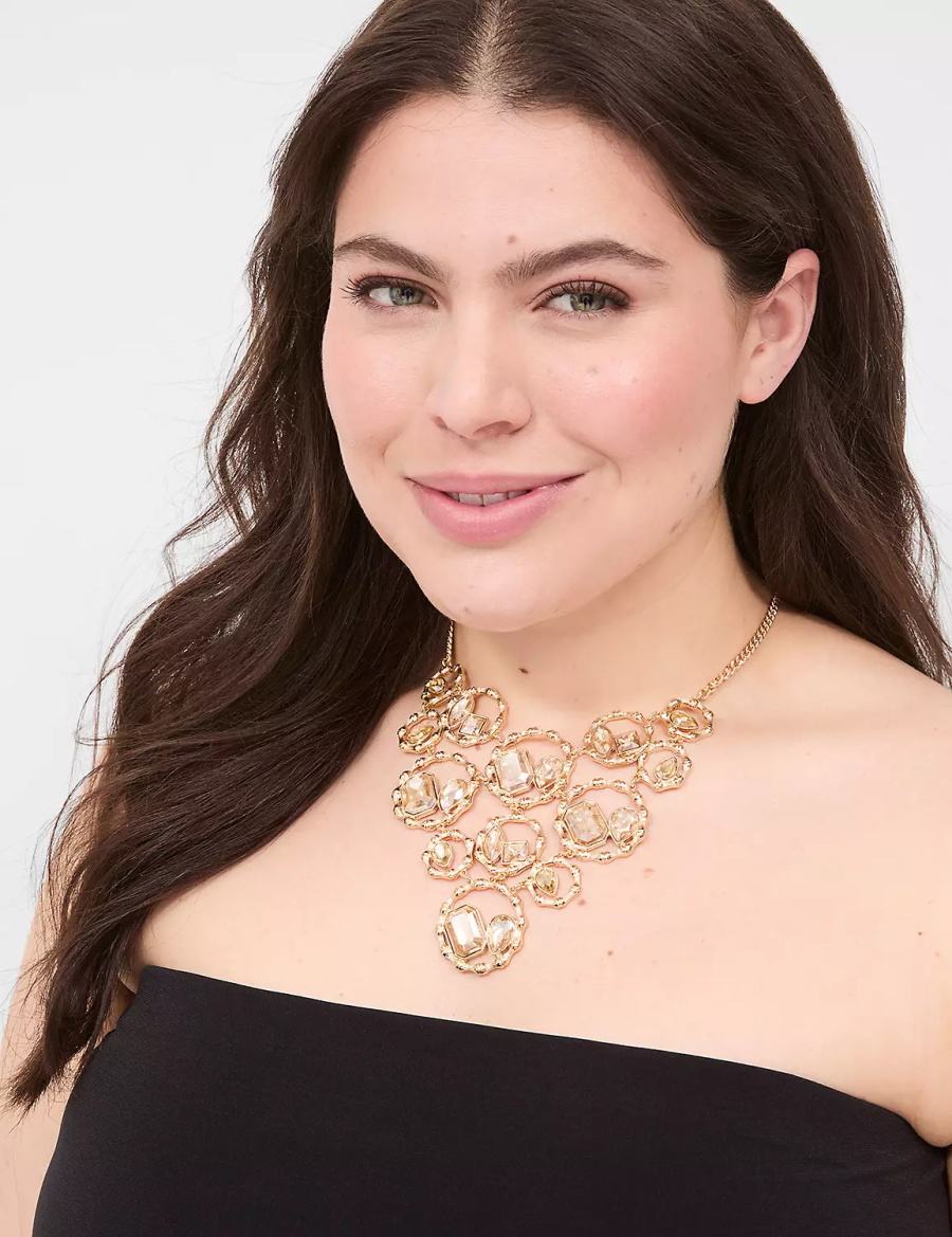 Lane Bryant Textured Imitation Stone Statement Women Necklace Gold | GUO5055CE