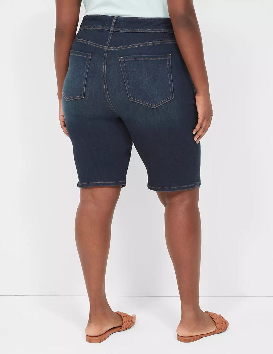 Lane Bryant Tighter Tummy Fit High-Rise Bermuda Jean Women Shorts Dark Blue | CBO8065EJ