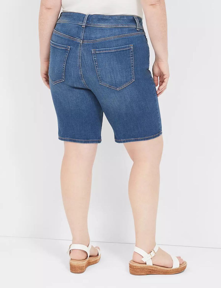 Lane Bryant Tighter Tummy Fit High-Rise Bermuda Jean Women Shorts Blue | MUA8361EP