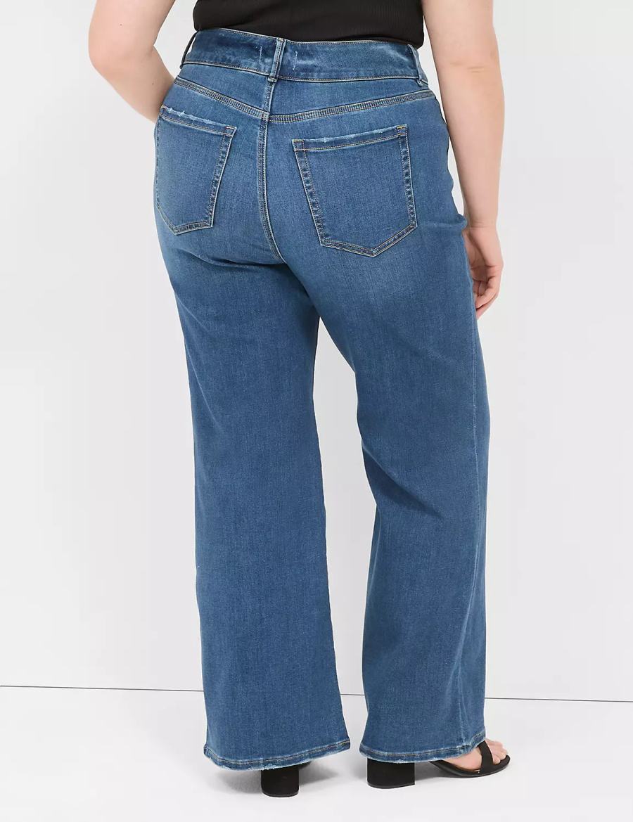 Lane Bryant Tighter Tummy Fit High-Rise Flare Women Jeans Blue | XUA861YA