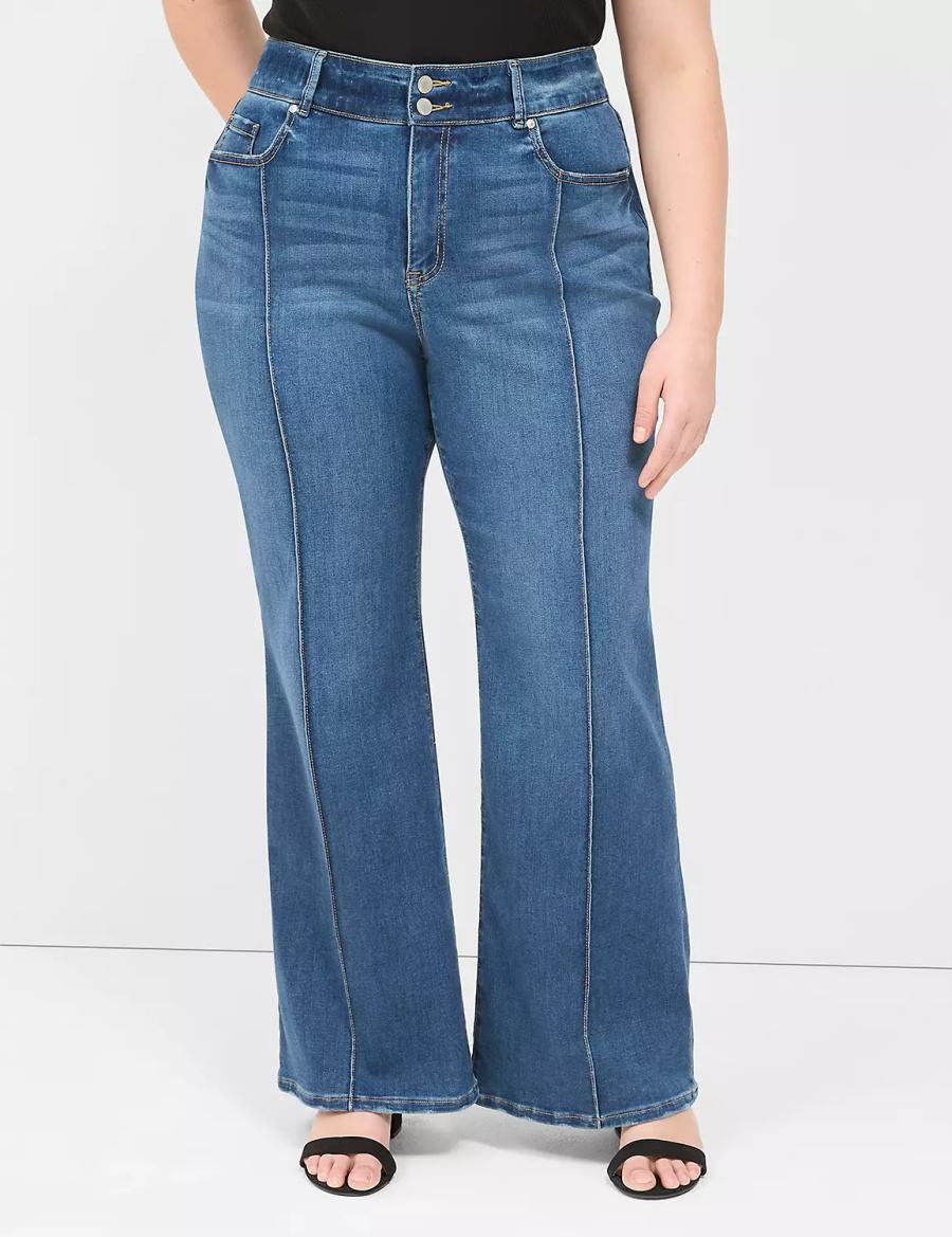 Lane Bryant Tighter Tummy Fit High-Rise Flare Women Jeans Blue | XUA861YA