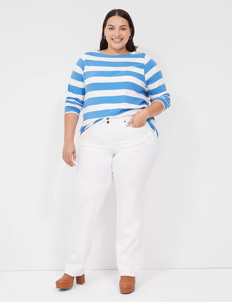 Lane Bryant Tighter Tummy Fit High-Rise Straight Women Jeans White | XGL1620MX