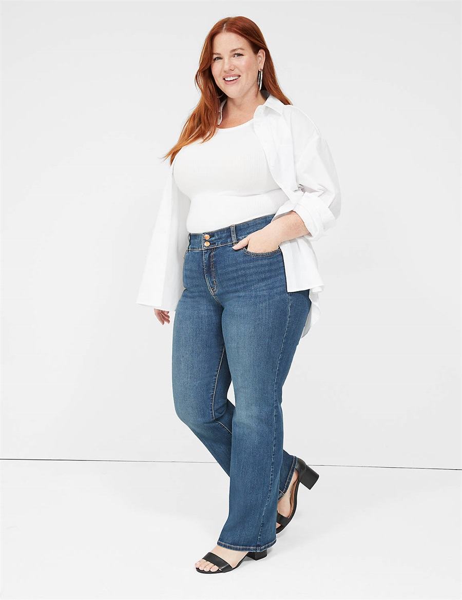 Lane Bryant Tighter Tummy High-Rise Boot Women Jeans Blue | JNW1162XS