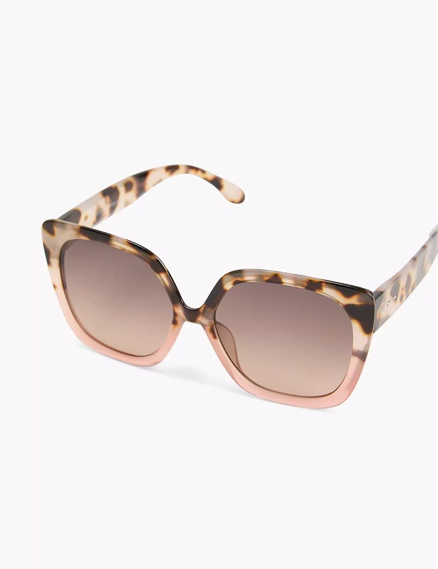 Lane Bryant Tortoiseshell Print & Pink Ombre Large Cateye Women Sunglasses Brown Pink | FKF5840HV