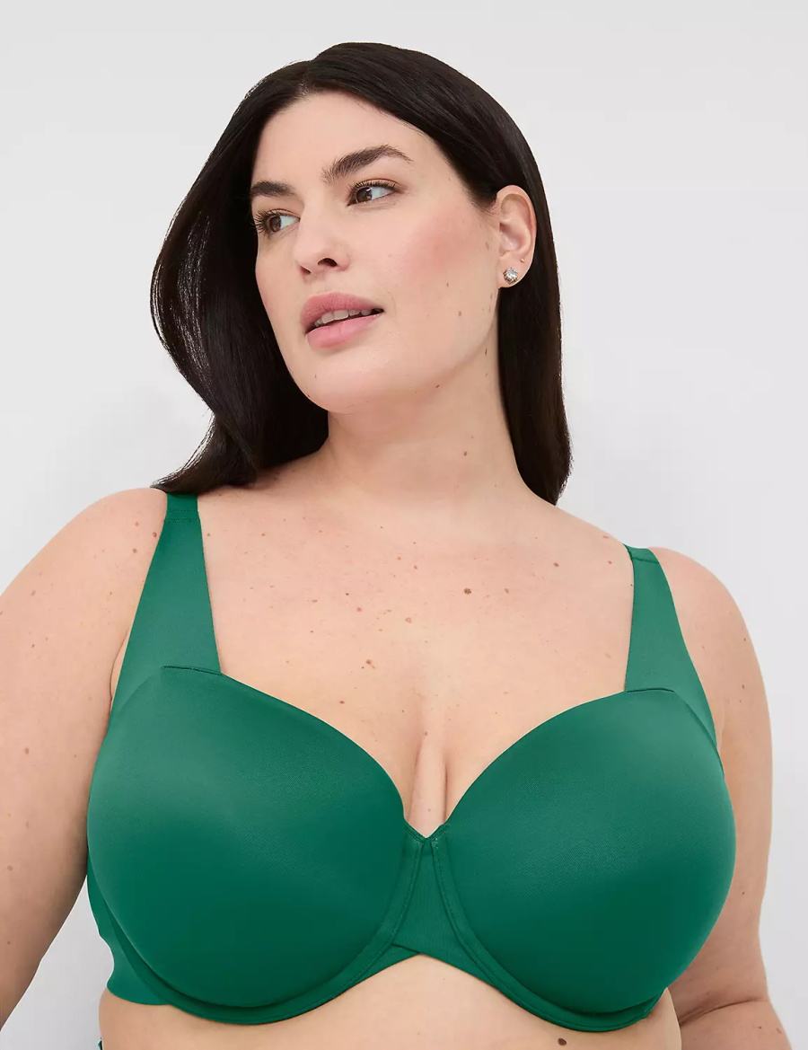 Lane Bryant Totally Smooth Lightly Lined Women Balconette Bra Dark Green | GJI8791JC