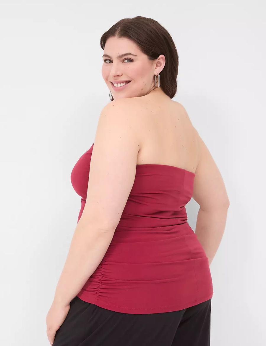 Lane Bryant Tube Top With Shelf-Bra Women Tank Top Deep Red | LVC831LQ