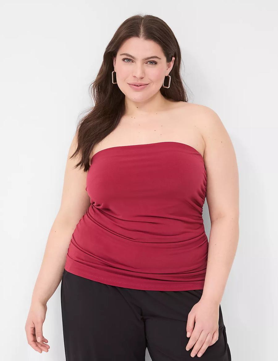 Lane Bryant Tube Top With Shelf-Bra Women Tank Top Deep Red | LVC831LQ