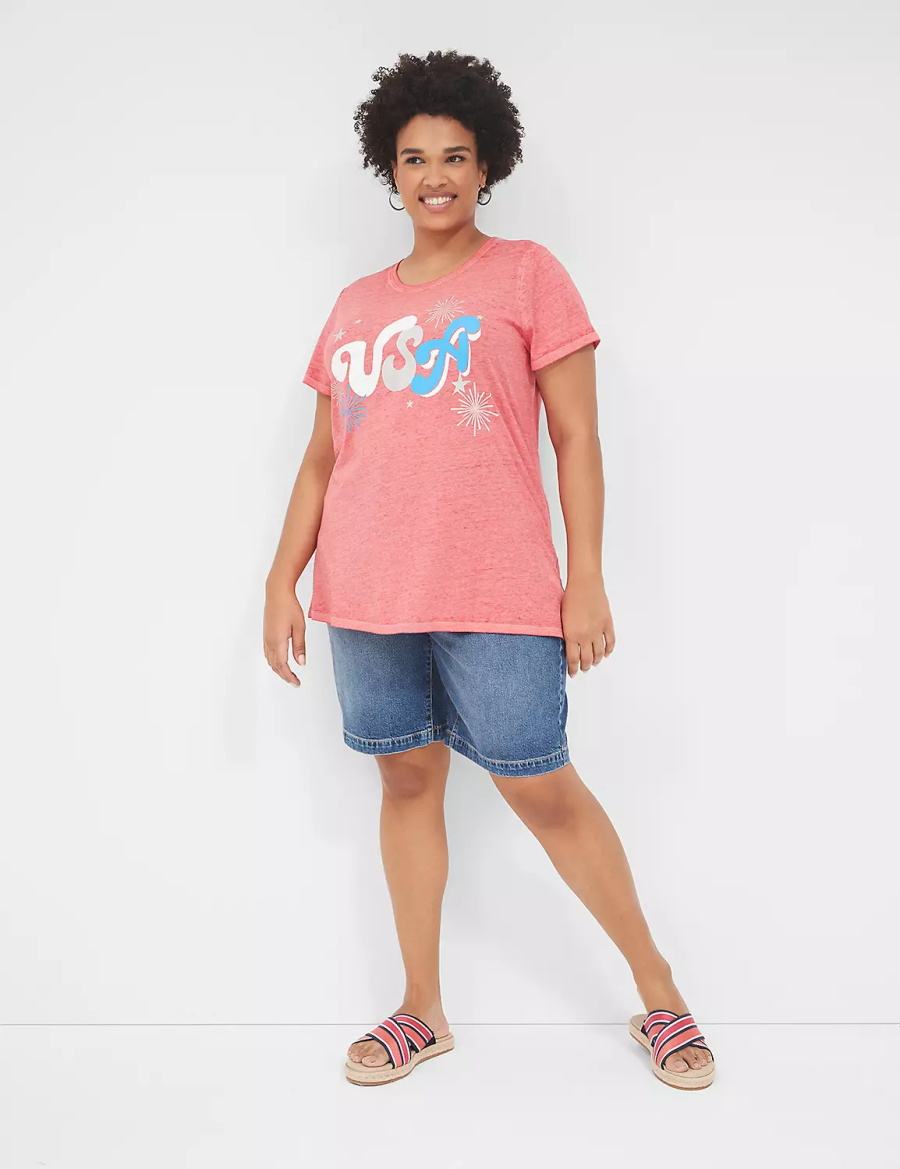 Lane Bryant USA Graphic Tee Women T Shirts Red | RYZ5450FJ