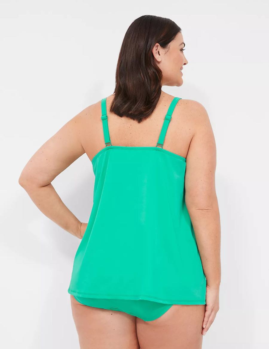 Lane Bryant Underwire O-Ring Tankini Women Bikini Top Turquoise | RNG7299VW