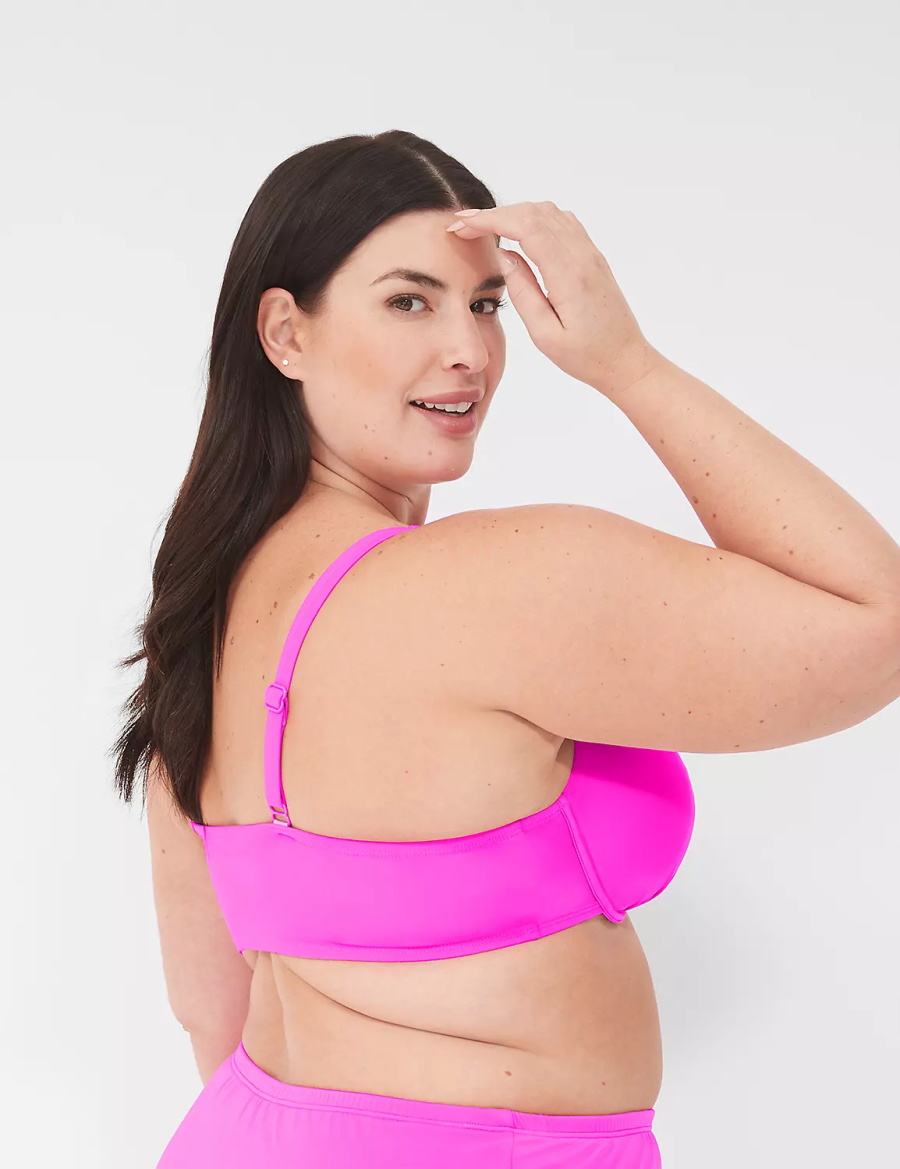 Lane Bryant Underwire Plunge Women Bikini Top Pink | GLF5391GX