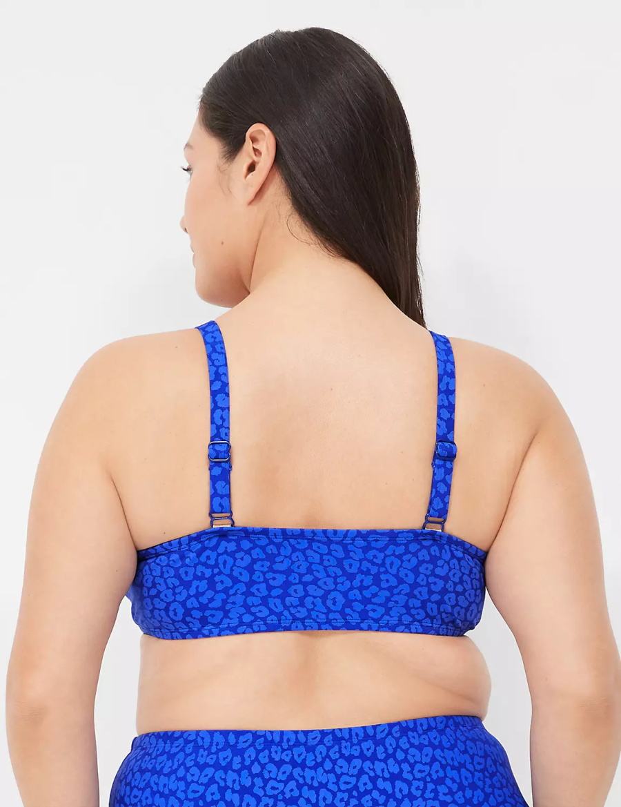 Lane Bryant Underwire Plunge Women Bikini Top Dark Blue | RJC15BO