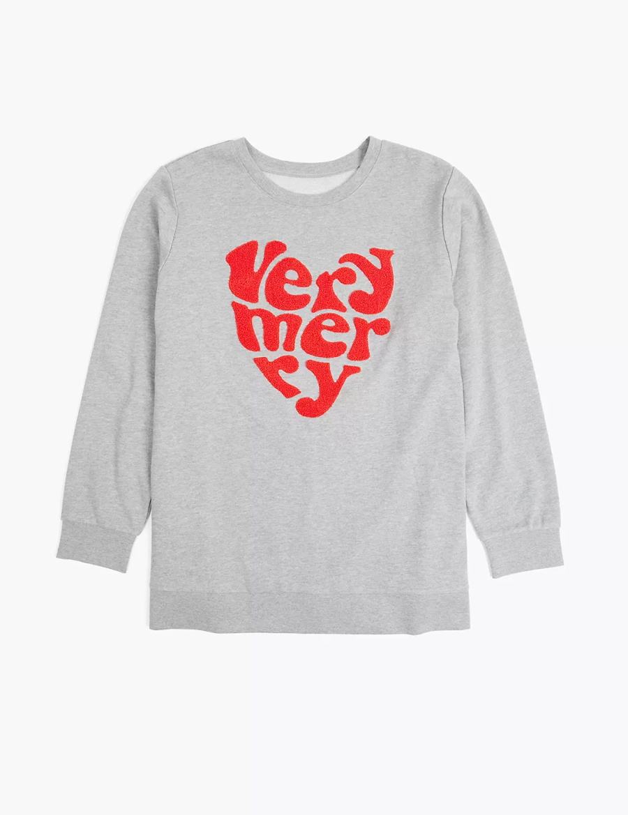 Lane Bryant Very Merry Graphic Women Sweatshirts Grey | HWR8299GY