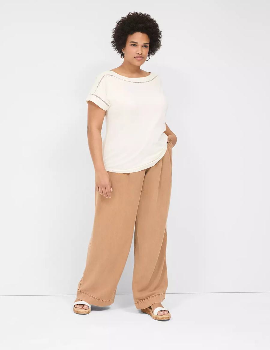 Lane Bryant Wide Leg Trouser Fluid Women Jeans Brown | MTY4059HJ