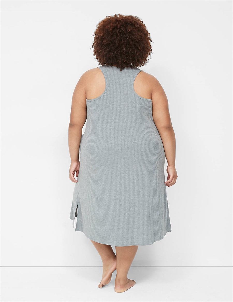 Lane Bryant Wide Rib High-Slit Midi Women Dress Grey | TZT9639GM