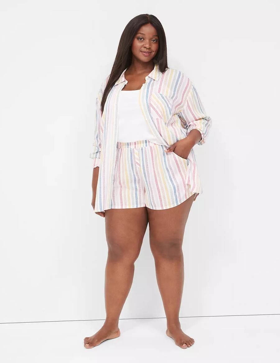 Lane Bryant Woven Boxer Sleep Women Shorts Multicolor Stripes | LDK6025RH