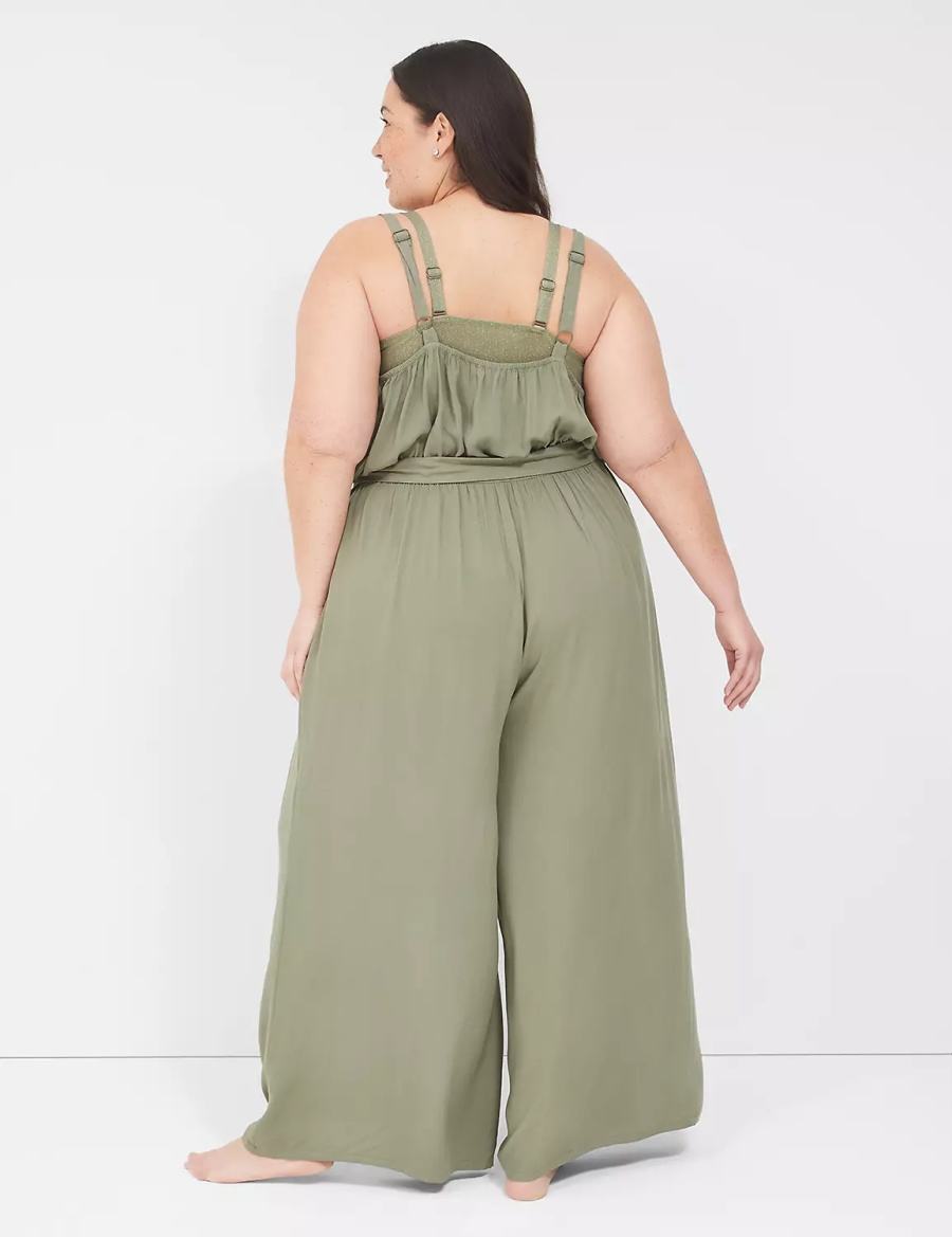 Lane Bryant Woven Jumpsuit Women Cover Ups Green | CBW1578AY