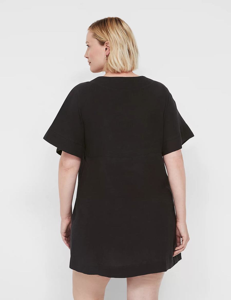 Lane Bryant Woven O-Ring Dolman Women Cover Ups Black | QCX6897XS