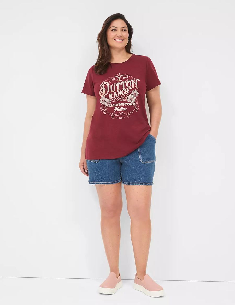 Lane Bryant Yellowstone Dutton Ranch Graphic Tee Women T Shirts Red | QCG9443RA