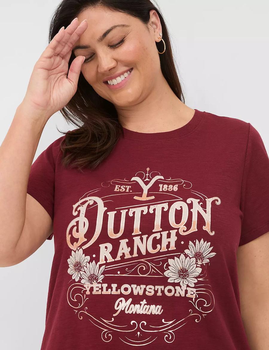 Lane Bryant Yellowstone Dutton Ranch Graphic Tee Women T Shirts Red | QCG9443RA