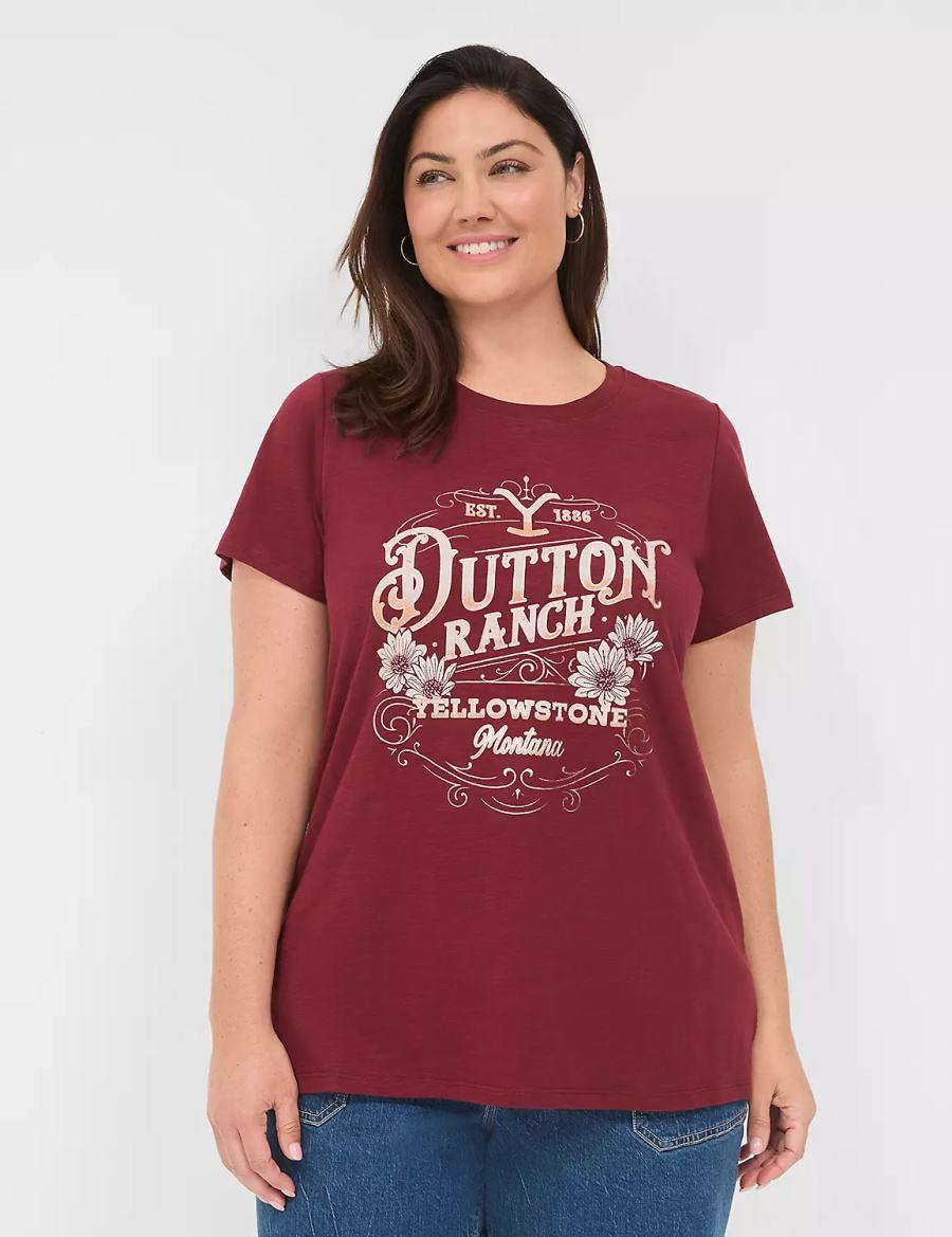 Lane Bryant Yellowstone Dutton Ranch Graphic Tee Women T Shirts Red | QCG9443RA